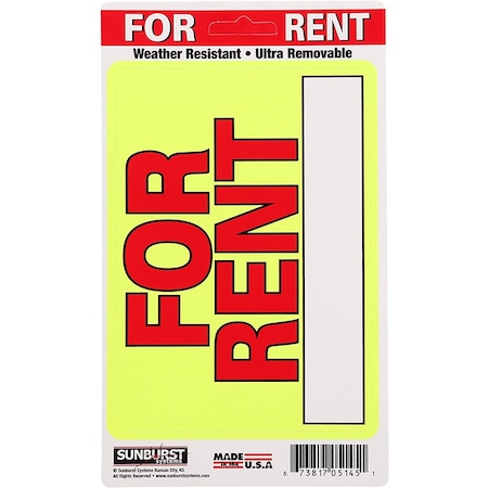 Sunburst Systems Decal For Rent 5 in x 8.5 in 5145